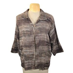 Yasuko Kurisaka Brown Textured Woven Artisan‎ Lagenlook Jacket Art to Wear Artsy